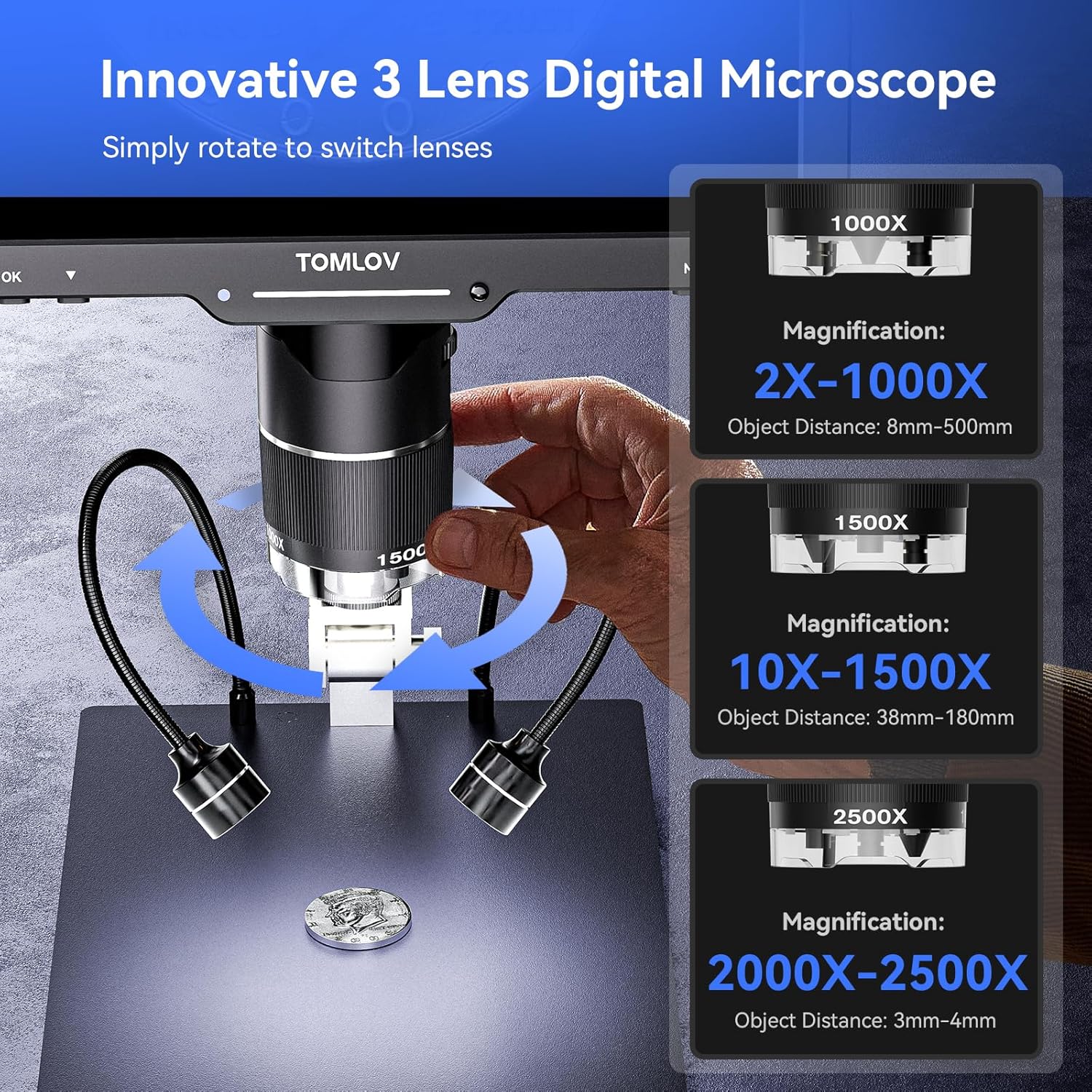 Mikroskop Digital 3 Lensa TOML - Electronics Repair Videos ulasan dan harga