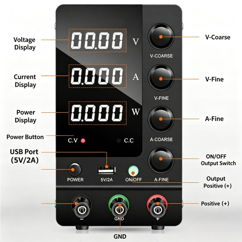 Catu Daya DC Variabel 0-32V 0- - Electronics Repair Bench ulasan dan harga